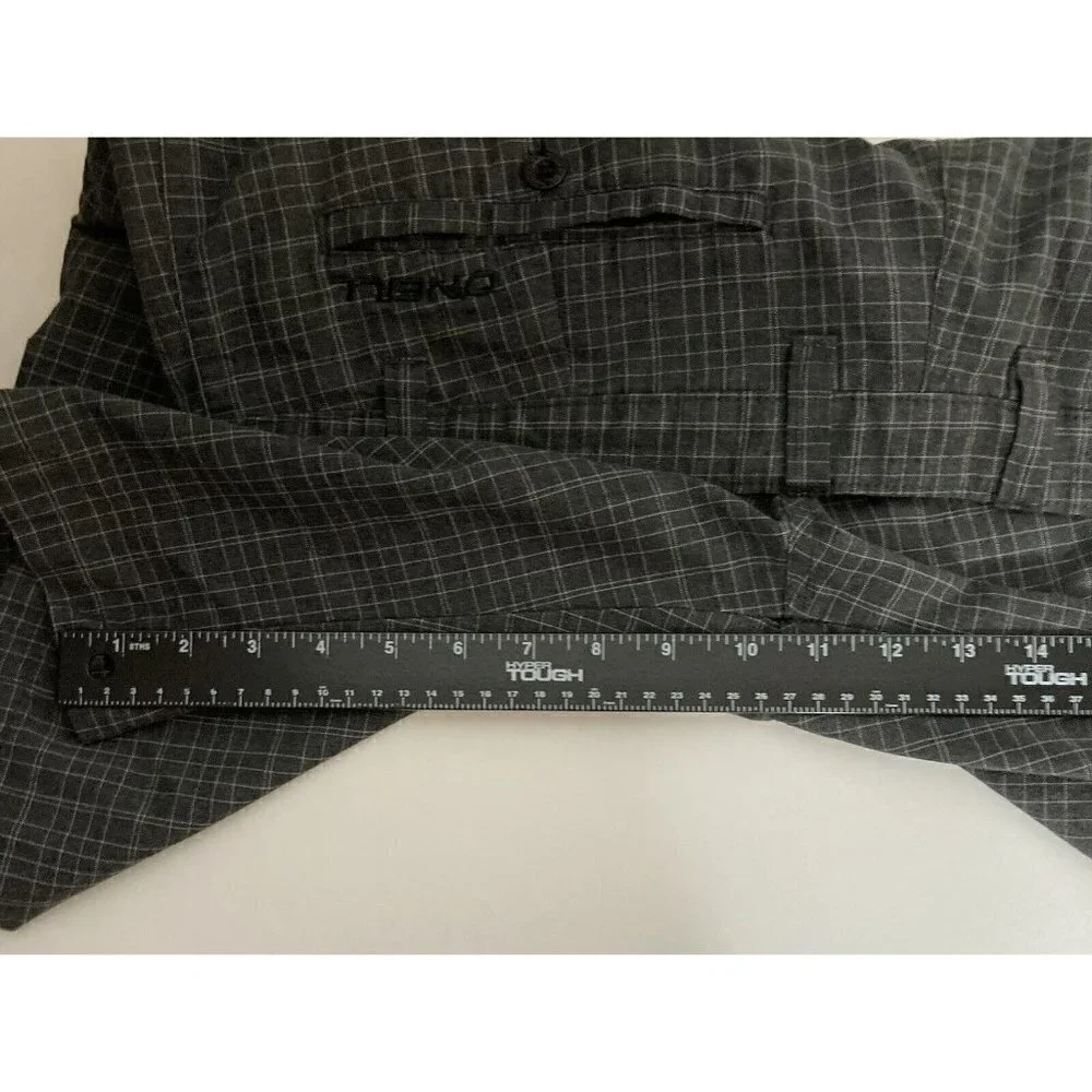 O'Neill Gray Window Pane Plaid Mens 38 Flat Front Casual‎ Bermuda Golf Shorts